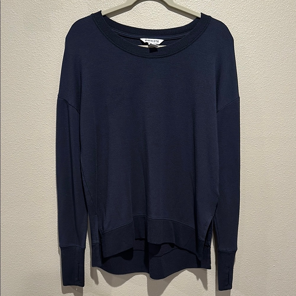 Athleta Navy Blue Long Sleeve Sweater Size: Small